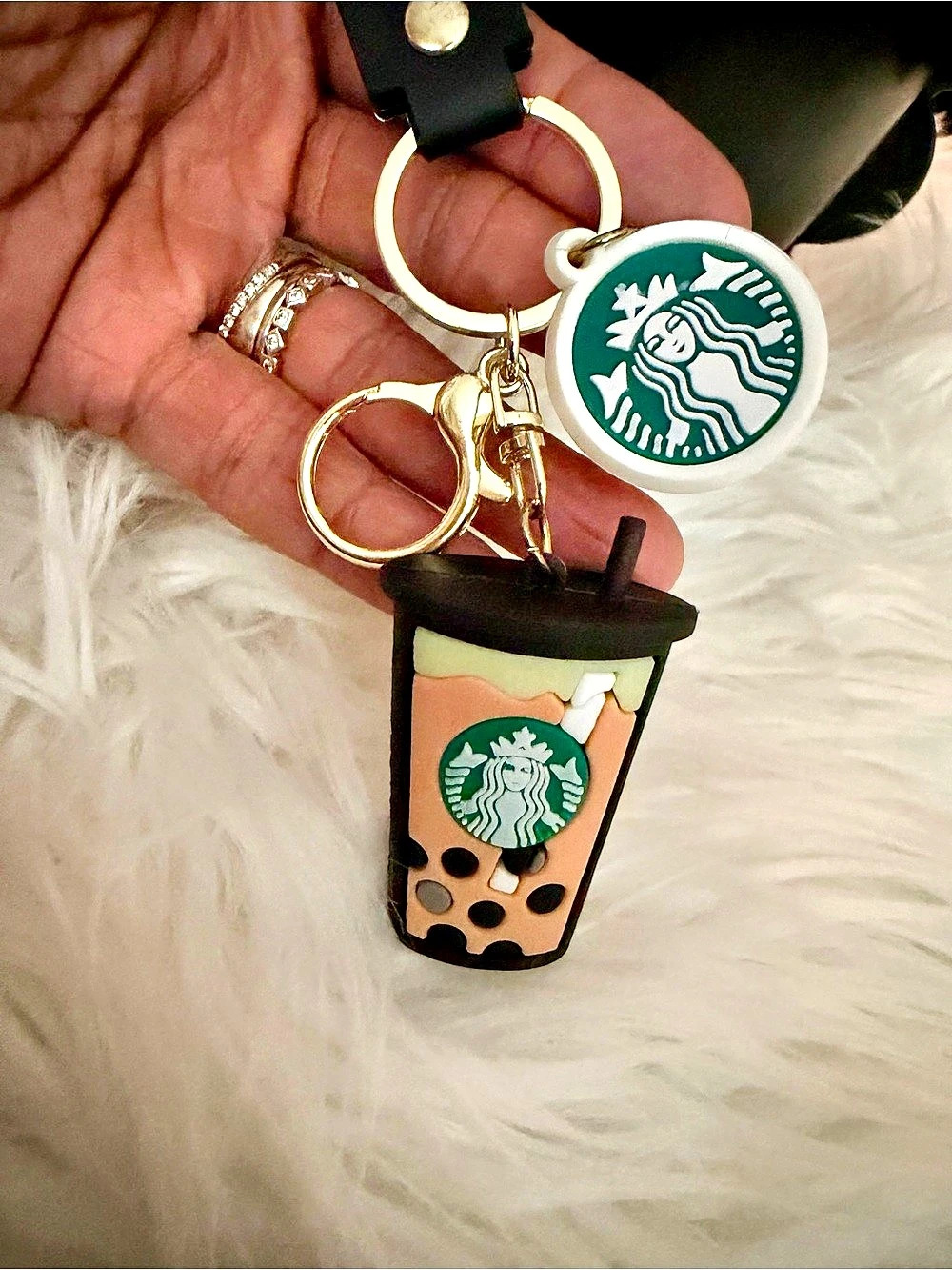Starbucks Bubble Tea Keychain in Black & Green
